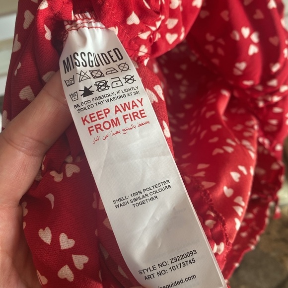 Misguided Petite NWT Heart Print Ruched Mini Red Dress Size 4 - Picture 13 of 15